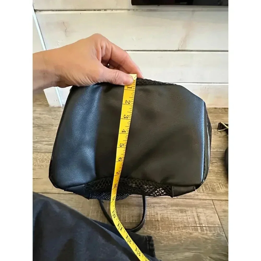 No Boundaries NB211129 Black Leather Mesh Beach Tote Bag